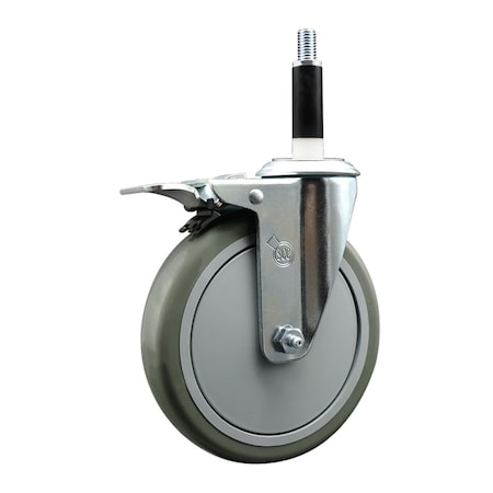 Service Caster 6'' Gray Poly Swivel 7/8'' Expanding Stem Caster Total Lock Brake SCC-EXTTL20S614-PPUB-78